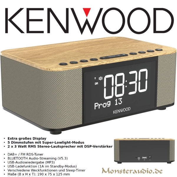 Kenwood CR-ST40DAB-M Radiowecker mit DAB+ FM UKW Radio Blueooth USB AUX-IN CRST40DABM